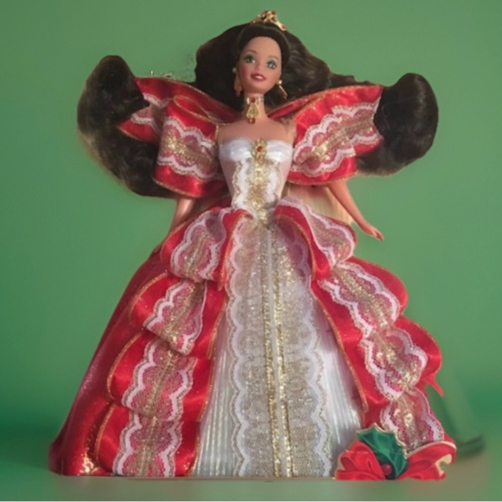 Nib Red Barbie Christmas Happy Holiday Special Edition 1997 Anniversary Tenth View 2